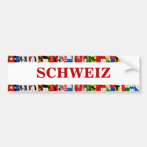 The Flags of the Cantons of Switzerland German Bumper Sticker