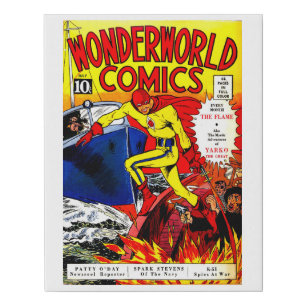 The Flame comic book cover, By Lou Fine Faux Canvas Print