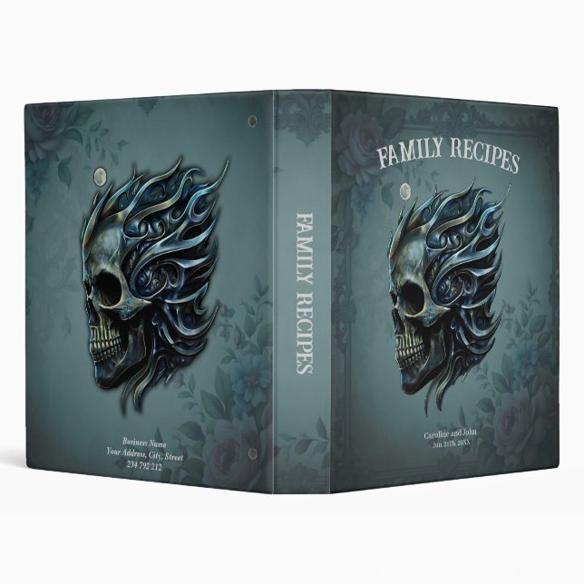 The Flame of Life: A Skull Design.  3 Ring Binder (Background)