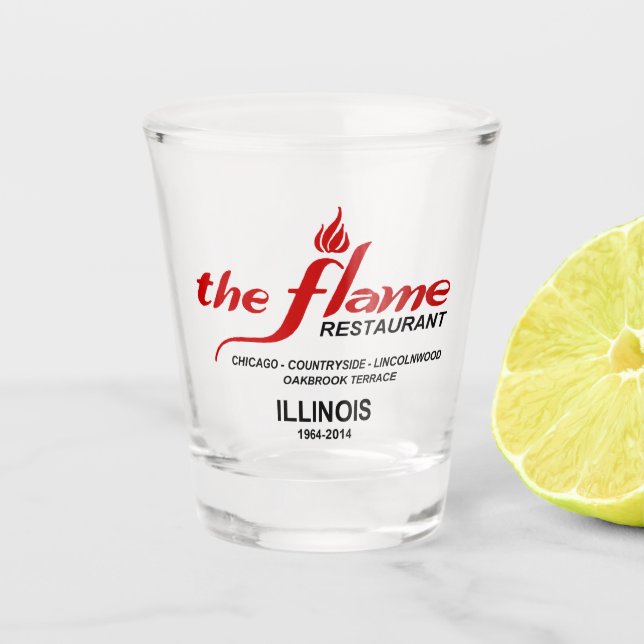 The Flame Restaurants of Illinois Shot Glass (Front)