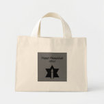 The Flame & Star - Mini Tote Bag<br><div class="desc">This image is a flame from a candle. A star around the flame represents Hanukkah. Done in a black tattoo. A black backround was also added. "Happy Hanukkah 2014" is printed on this design. Customize with your own words. These totes are available in assorted styles,  colors and sizes.</div>