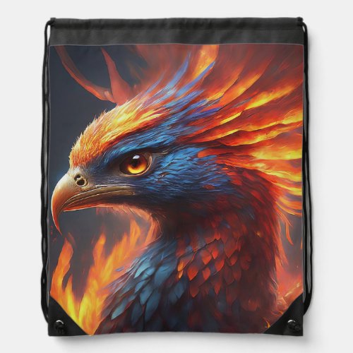 The Flaming Eagle Drawstring Bag