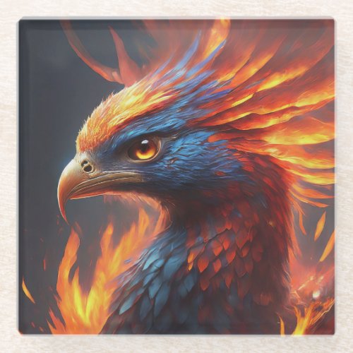 The Flaming Eagle Glass Coaster