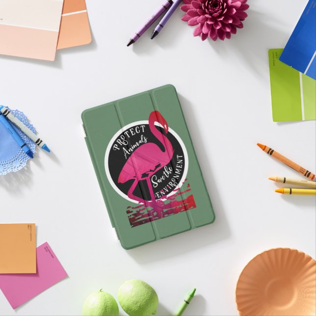 The flamingo guardian iPad mini cover (In Situ)