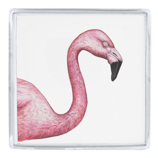 The Flamingo Silver Finish Lapel Pin (Front)
