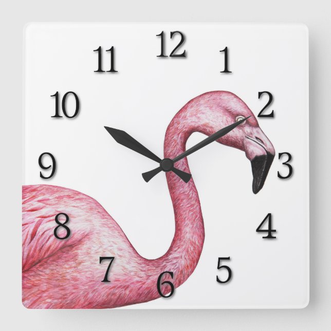 The Flamingo Square Wall Clock (Front)