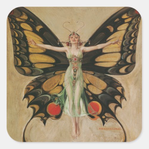 The Flapper _ Butterfly Girl   Square Sticker