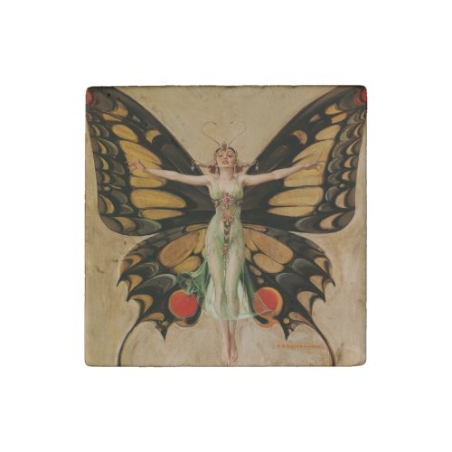 The Flapper _ Butterfly Girl    Stone Magnet
