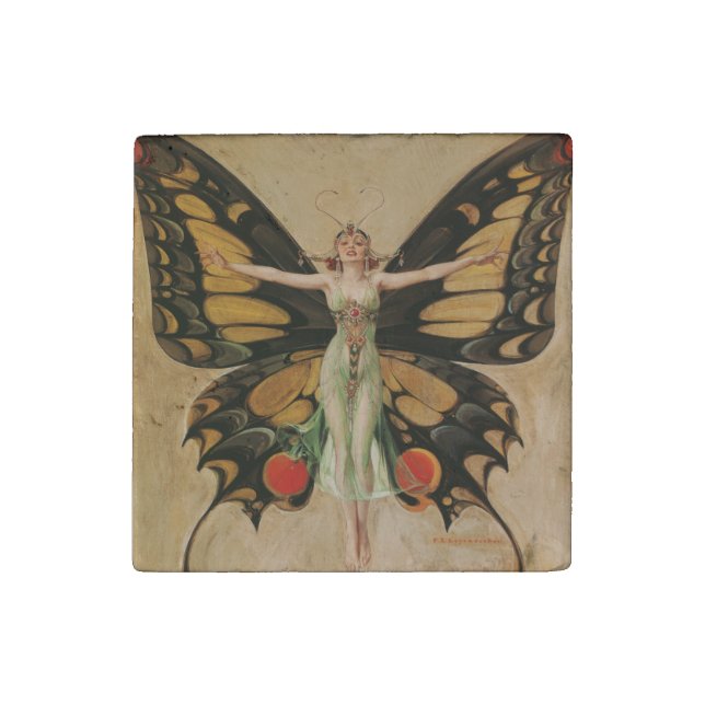 The Flapper - Butterfly Girl    Stone Magnet (Front)