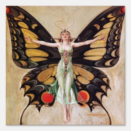 The Flapper Girls Metamorphosis Butterfly 1922 Sign