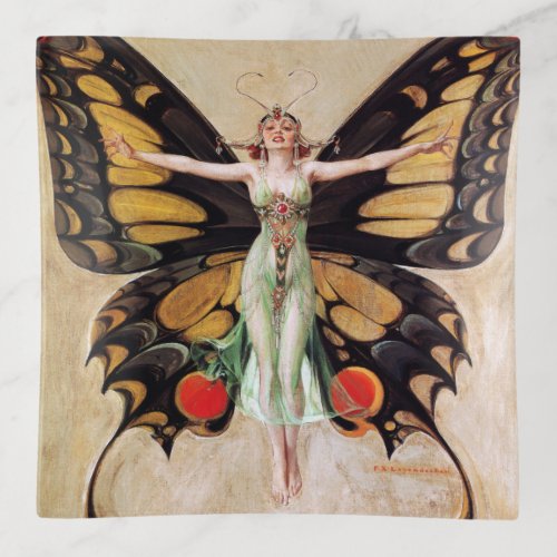 The Flapper Girls Metamorphosis Butterfly 1922 Trinket Tray