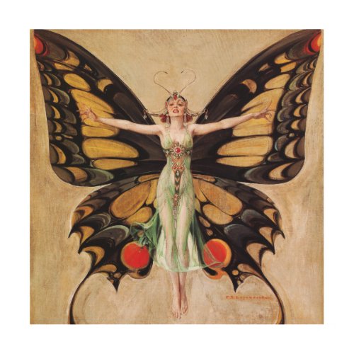 The Flapper Girls Metamorphosis Butterfly 1922 Wood Wall Art