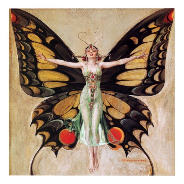 The Flapper Girl's Metamorphosis to Butterfly 1922 Acrylic Print (Front)
