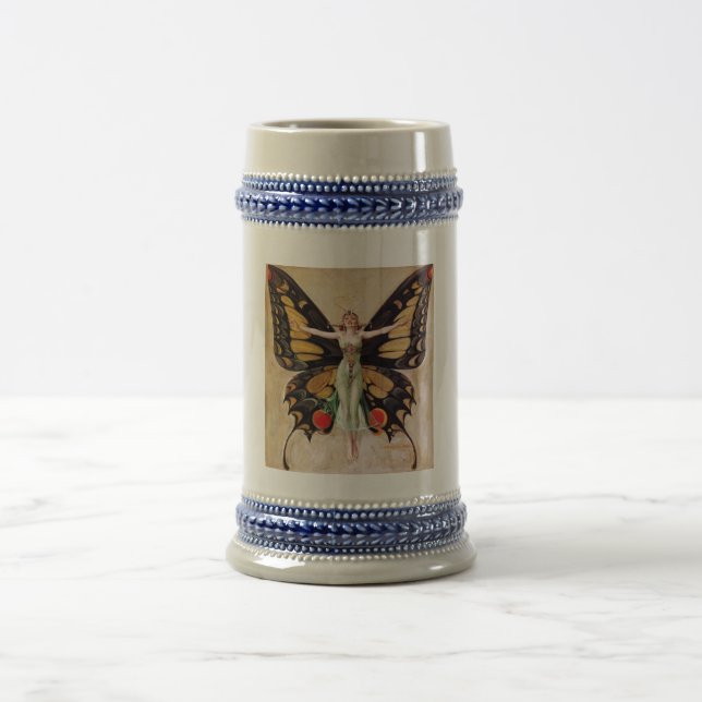 The Flapper Girl's Metamorphosis to Butterfly 1922 Beer Stein (Center)