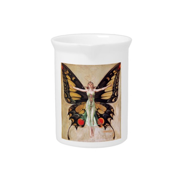The Flapper Girl's Metamorphosis to Butterfly 1922 Beverage Pitcher (Front)