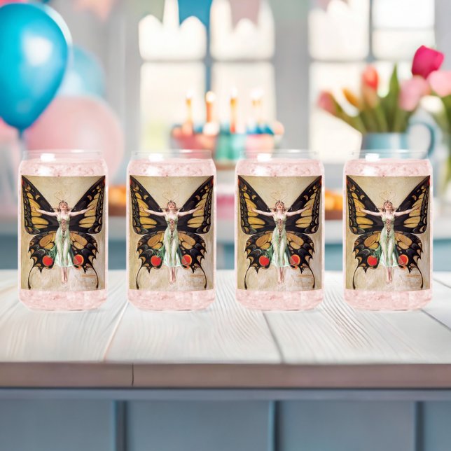 The Flapper Girl's Metamorphosis to Butterfly 1922 Can Glass (Insitu (Baby Shower))
