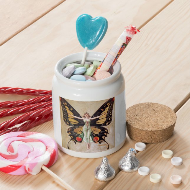 The Flapper Girl's Metamorphosis to Butterfly 1922 Candy Jar (In Situ)