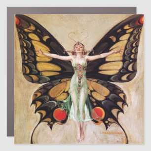 The Flapper Girl's Metamorphosis to Butterfly 1922 Car Magnet