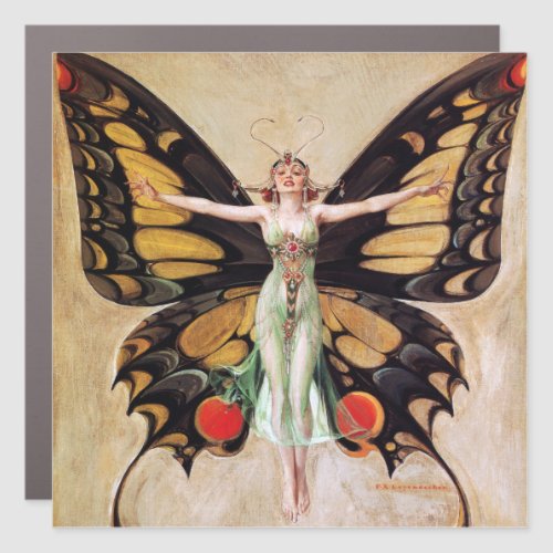 The Flapper Girls Metamorphosis to Butterfly 1922 Car Magnet