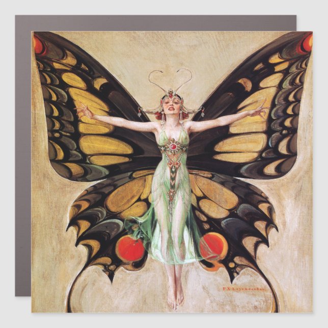 The Flapper Girl's Metamorphosis to Butterfly 1922 Car Magnet (Front)
