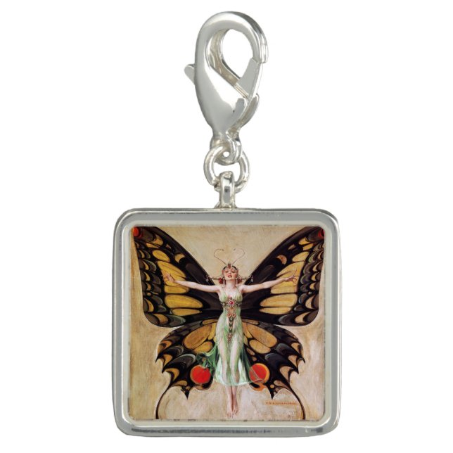 The Flapper Girl's Metamorphosis to Butterfly 1922 Charm (Front)