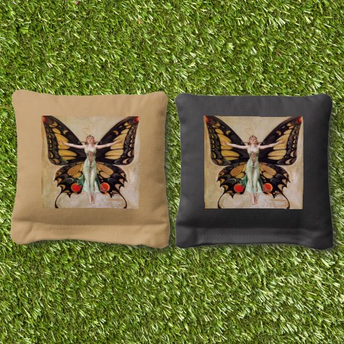 The Flapper Girls Metamorphosis to Butterfly 1922 Cornhole Bags