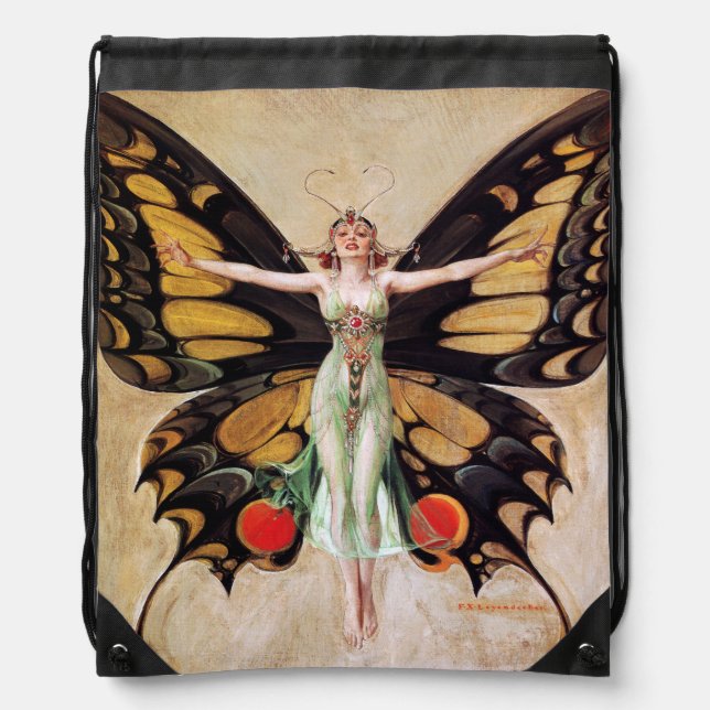 The Flapper Girl's Metamorphosis to Butterfly 1922 Drawstring Bag (Front)