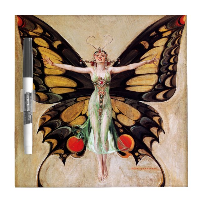 The Flapper Girl's Metamorphosis to Butterfly 1922 Dry Erase Board (Front)