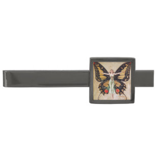 The Flapper Girl's Metamorphosis to Butterfly 1922 Gunmetal Finish Tie Bar