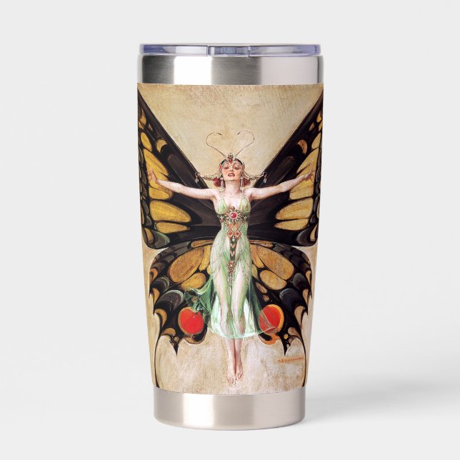 The Flapper Girl's Metamorphosis to Butterfly 1922 Insulated Tumbler (Back)