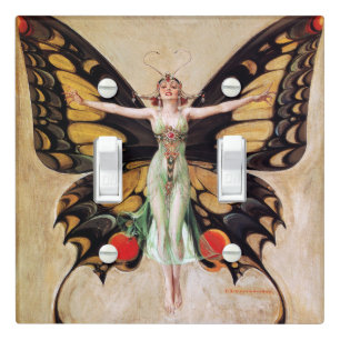 The Flapper Girl's Metamorphosis to Butterfly 1922 Light Switch Cover