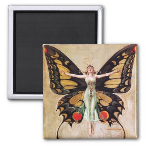 The Flapper Girls Metamorphosis to Butterfly 1922 Magnet