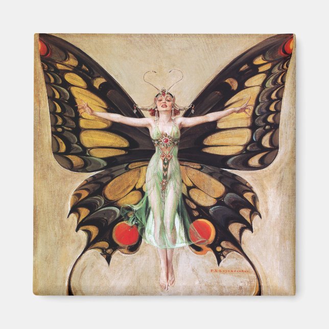The Flapper Girl's Metamorphosis to Butterfly 1922 Magnet (Front)