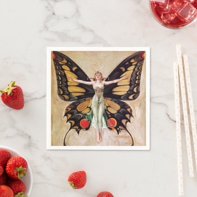 The Flapper Girl's Metamorphosis to Butterfly 1922 Napkins (Insitu)