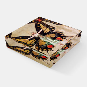 The Flapper Girl's Metamorphosis to Butterfly 1922 Paperweight