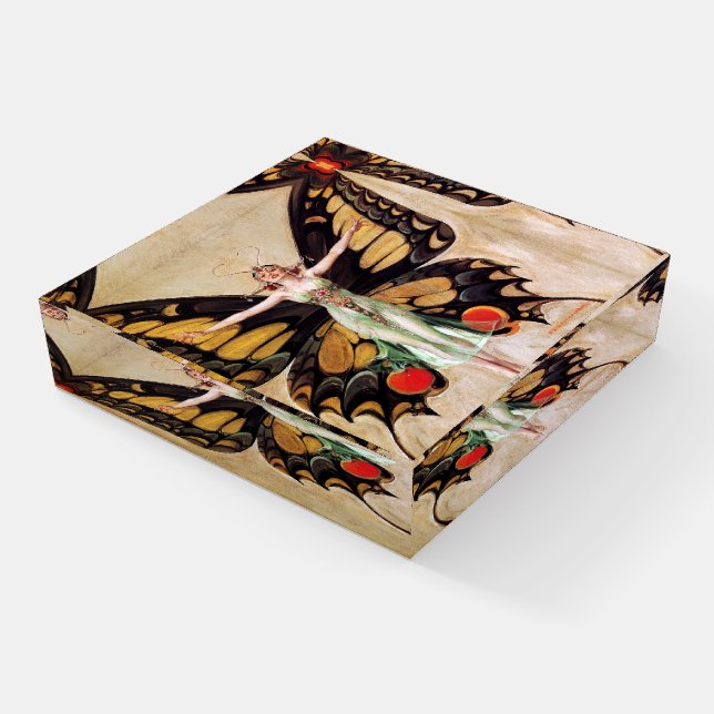 The Flapper Girl's Metamorphosis to Butterfly 1922 Paperweight (Angled)