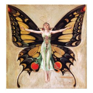 The Flapper Girl's Metamorphosis to Butterfly 1922 Photo Print