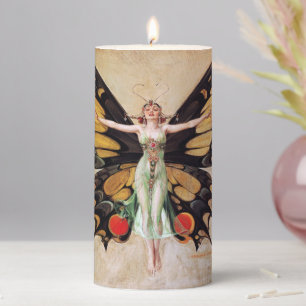 The Flapper Girl's Metamorphosis to Butterfly 1922 Pillar Candle
