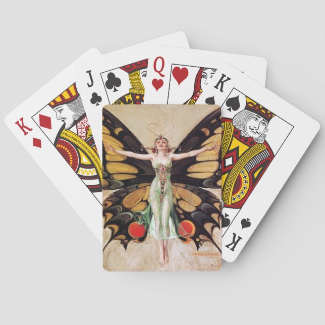 The Flapper Girl's Metamorphosis to Butterfly 1922 Poker Cards (Back)