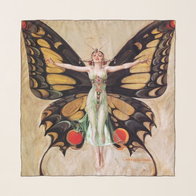 The Flapper Girl's Metamorphosis to Butterfly 1922 Scarf (Front)
