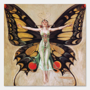 The Flapper Girl's Metamorphosis to Butterfly 1922 Sign