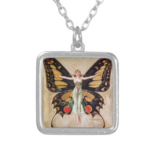 The Flapper Girls Metamorphosis to Butterfly 1922 Silver Plated Necklace