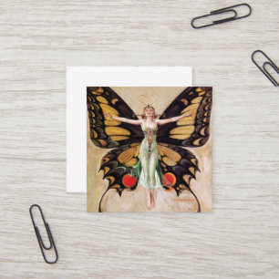 The Flapper Girl's Metamorphosis to Butterfly 1922 Square Business Card