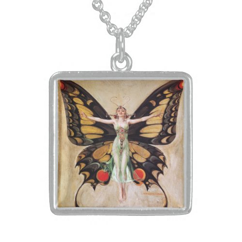 The Flapper Girls Metamorphosis to Butterfly 1922 Sterling Silver Necklace