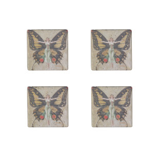 The Flapper Girl's Metamorphosis to Butterfly 1922 Stone Magnet