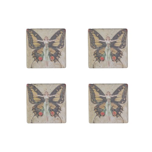 The Flapper Girls Metamorphosis to Butterfly 1922 Stone Magnet