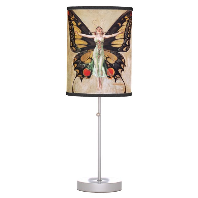 The Flapper Girl's Metamorphosis to Butterfly 1922 Table Lamp (Front)