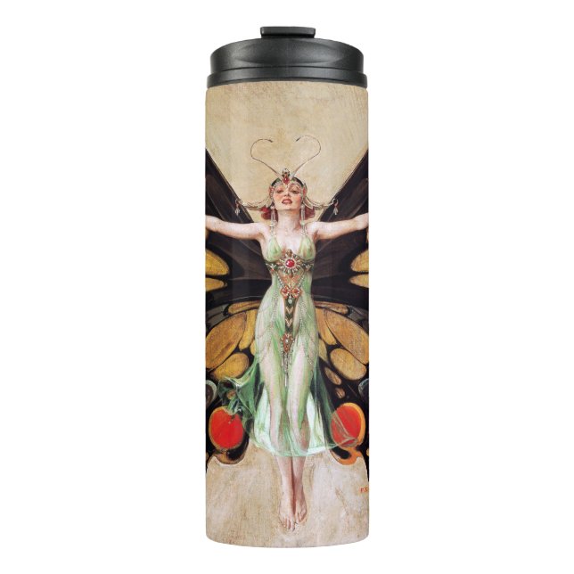 The Flapper Girl's Metamorphosis to Butterfly 1922 Thermal Tumbler (Front)