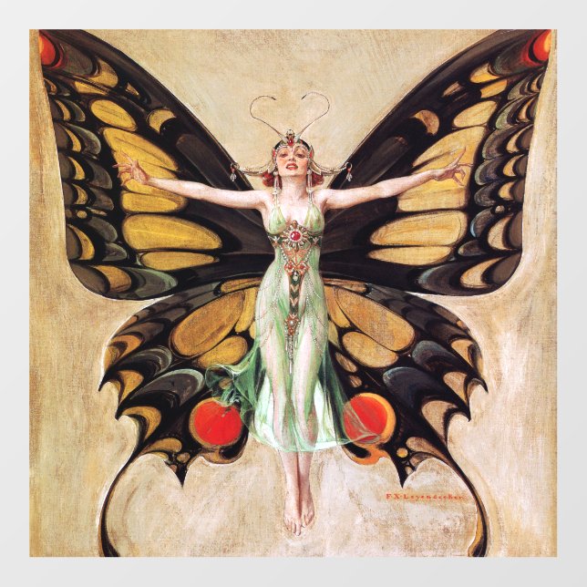 The Flapper Girl's Metamorphosis to Butterfly 1922 Wall Decal (Front)