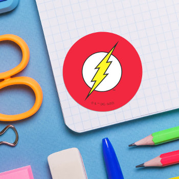 The Flash | Lightning Bolt Classic Round Sticker by justiceleague at Zazzle